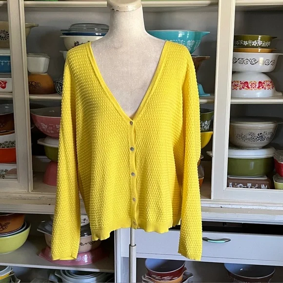 Draper James RSVP Sunny Yellow Cardigan - Size 2X - Picture 1 of 15